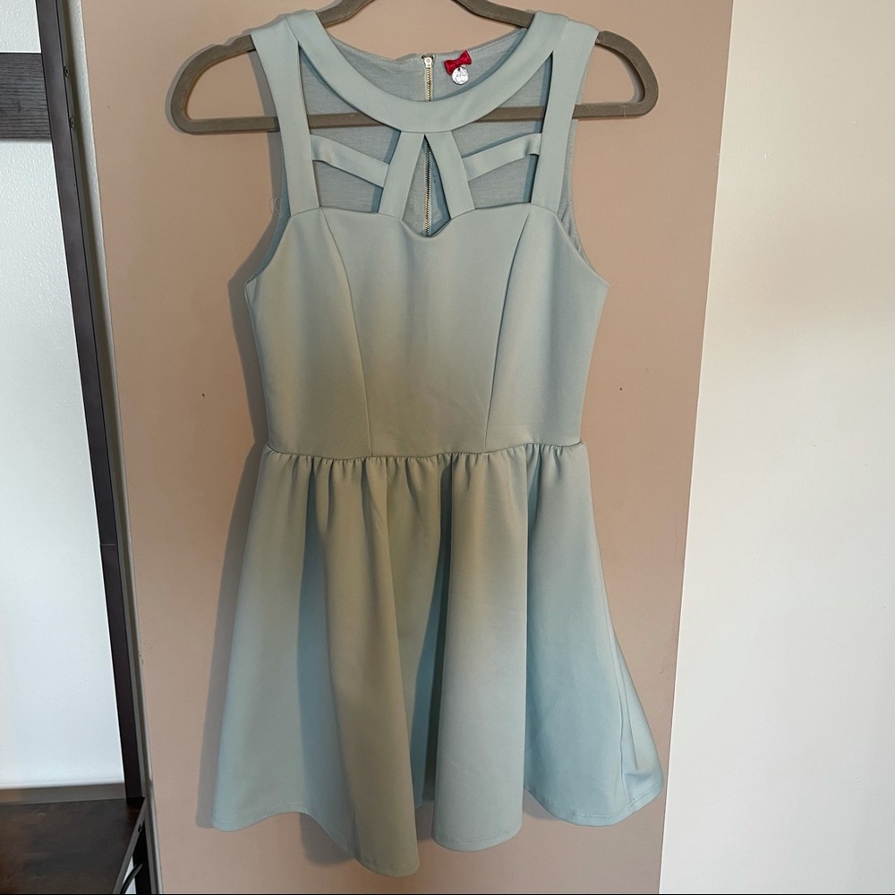 Poof! light blue cutout dress